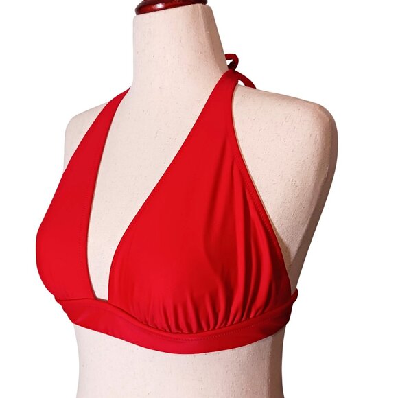 NEW‎ J. Crew Red Adjustable Tie-back Halter Bikini Swim Top Women's Size S - Picture 4 of 11